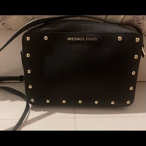 Micahel Kors Black Gold Studs Crossbody Bag